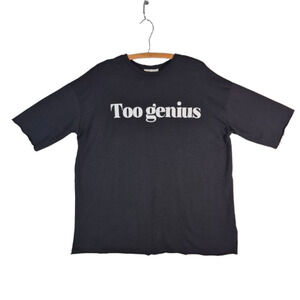 ZARA TRAFALUC  "Too Genuis" Black Oversized Mens Shirt Size S